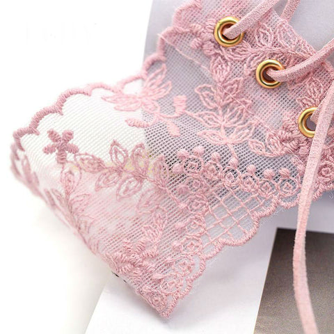 Image of Lace Flower Handmade Lace Up Choker Necklaces