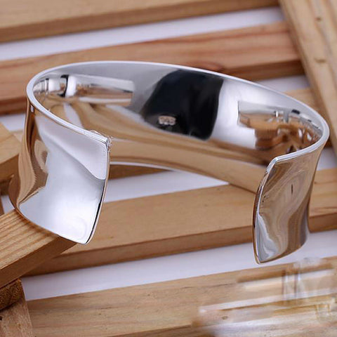 Image of 925 Silver Big Size Cuff Bracelets 28mm(w) Bangles Free Shipping