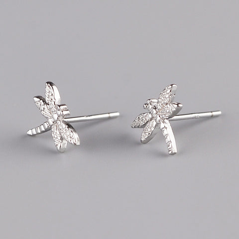 Image of 100% 925 Sterling Silver Dragonfly Stud Earrings