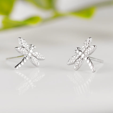 Image of 100% 925 Sterling Silver Dragonfly Stud Earrings