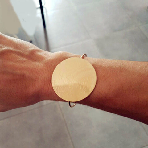 Image of Sunshine round cuff bracelet in 2 metals