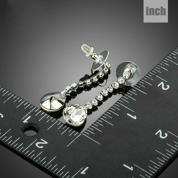 Dangling Elegant Clear Stellux Austrian Crystal Water Drop Earrings Wedding New Years Eve