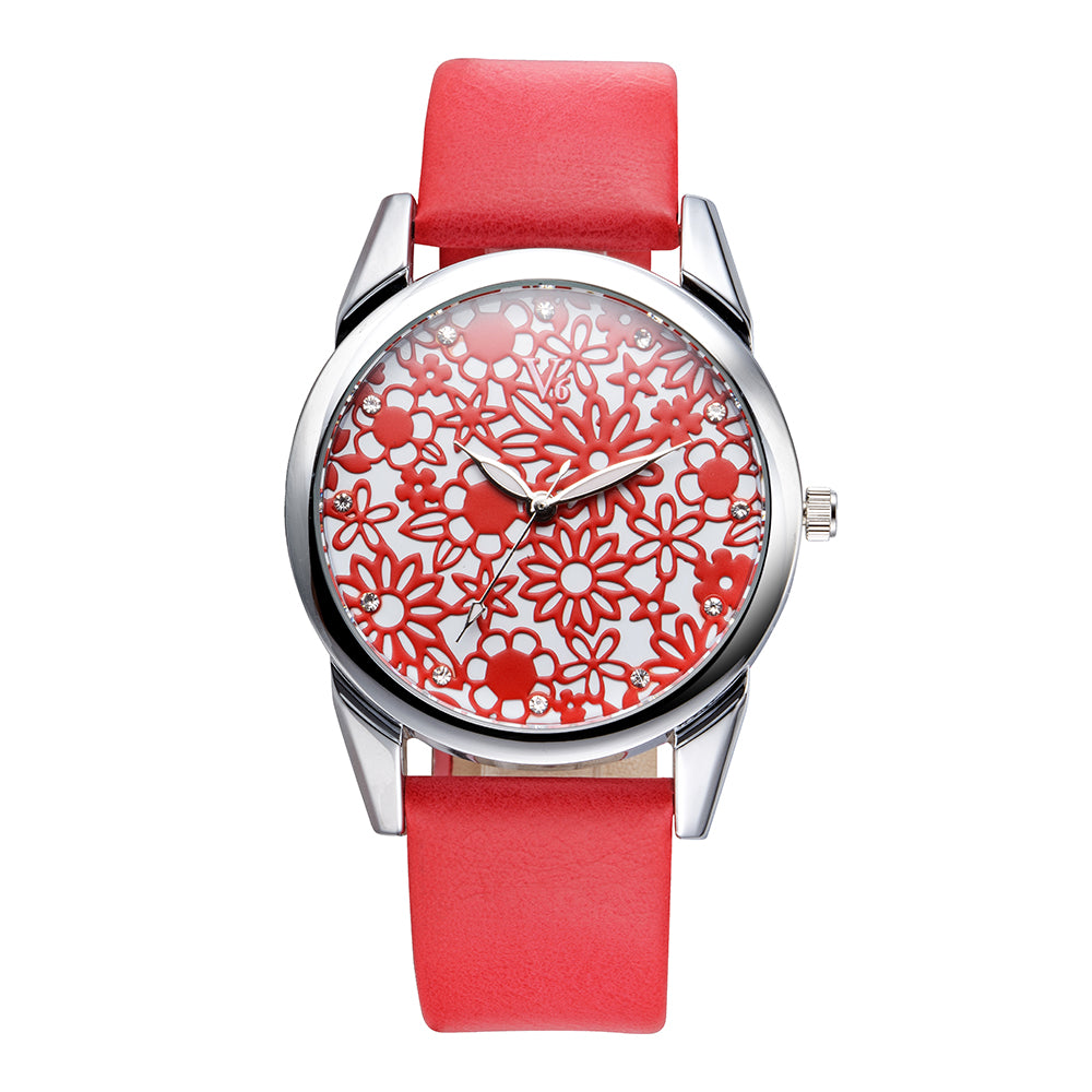 Flower Face Quartz Wrist Watch Women