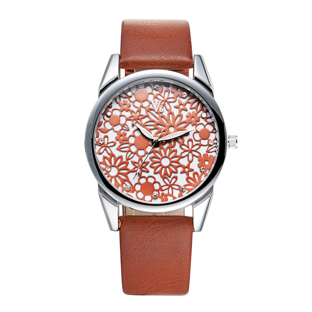 Flower Face Quartz Wrist Watch Women