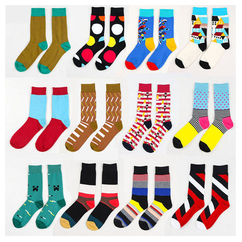 Image of Mens Striped Cotton Jacquard Socks Colorful Art Socks