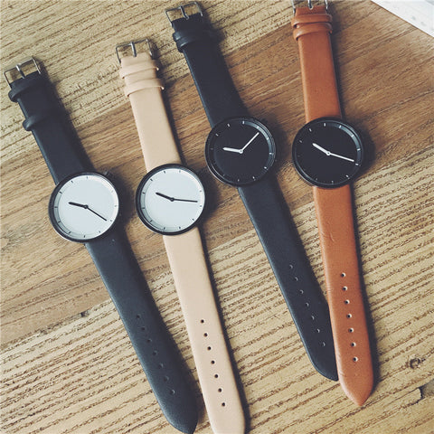 Image of Unisex wristwatches simple casual quartz leather watch waterproof