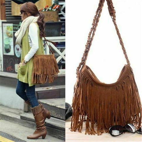 Image of 3 Colors fringed Tassel Bags Fringe Messenger Shoulder Tassel Bag Handbag Crossbody Satchel Tote Tassel HandbagShoulder Bags