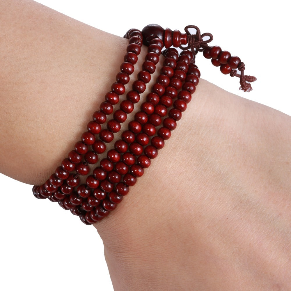 Free Pray Beads 216 *5mm red color Prayer beads Natural Sandalwood Buddhist Mala Buddha Unisex bracelets & bangles Jewelry Just Cover Shipping