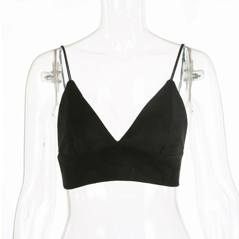 Image of Ultra Suede Camisole Bralette Crop Top Sexy Pink Strappy Suede Cami Camisole Women Tops