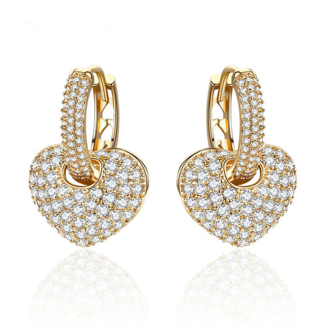 Image of Heart Shape Drop Earrings in 3 Colors with 2 earring looks in one