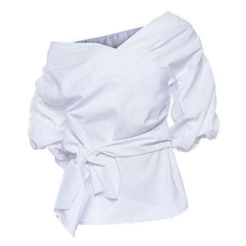 Image of Sexy V neck Off Shoulder Women Crossover Blouse