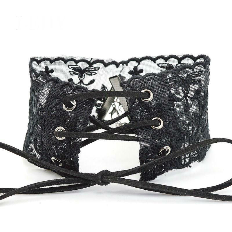 Lace Flower Handmade Lace Up Choker Necklaces