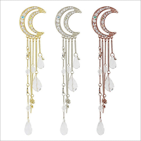 Image of Crescent Moon and Galaxy Barrette Hair Jewelry Hair Accessories for women