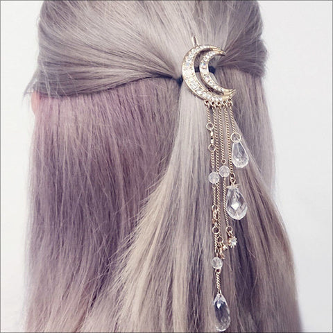 Image of Crescent Moon and Galaxy Barrette Hair Jewelry Hair Accessories for women