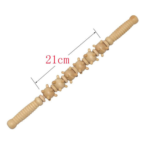 Image of 17 inches Wooden 6 Small Balls Home Spa Muscle Roller Stick Cellulite Blaster Fascia Body Back Leg Relaxing Tool Self Massage Product
