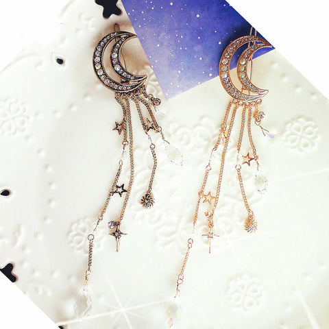 Image of Crescent Moon and Galaxy Barrette Hair Jewelry Hair Accessories for women