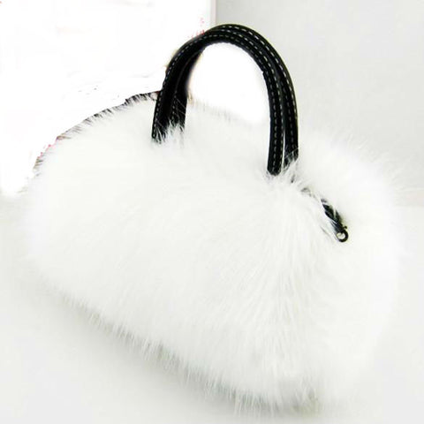 Image of Faux Rabbit Fur bags Small Messenger Bag for Women Cross body Shoulder Strap Bag Winter
