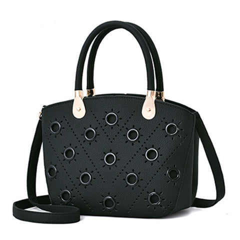 Image of Grommeted Leather Handbag with Grommets
