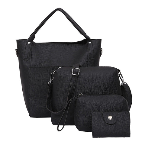 Image of 4pcs Women Bag Fashion Leather Messenger Bags Four Set Handbags Shoulder Bags Purse Four Pieces Tote Bag Crossbody Wallet