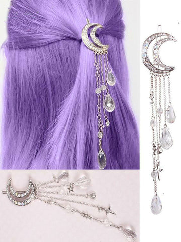 Image of Crescent Moon and Galaxy Barrette Hair Jewelry Hair Accessories for women