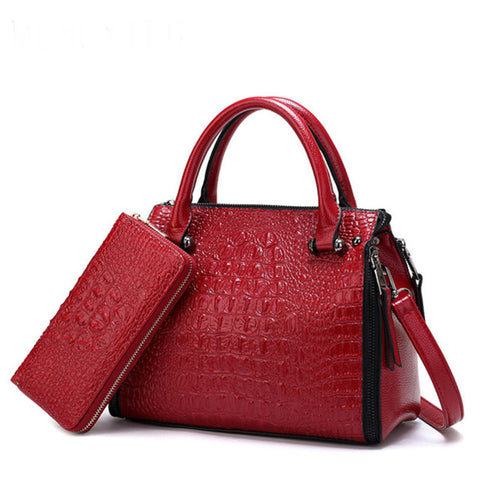 Image of Hot new 2 Set Alligator Luxury Handbags Women Bags Designer Women's Handbags And wallet