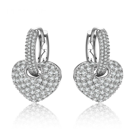 Image of Heart Shape Drop Earrings in 3 Colors with 2 earring looks in one