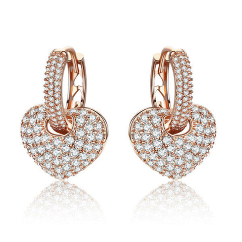 Image of Heart Shape Drop Earrings in 3 Colors with 2 earring looks in one