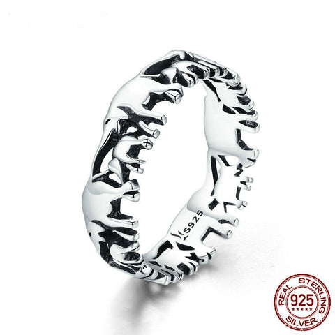 Image of 100% Real 925 Sterling Silver Elephant Family Ring