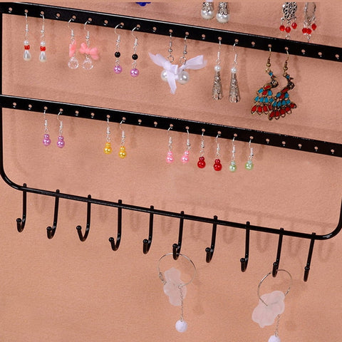 Image of Earring and necklace Organizer with 66 Holes and 10 Hooks