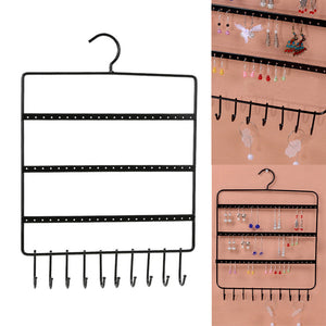 Earring and necklace Organizer with 66 Holes and 10 Hooks