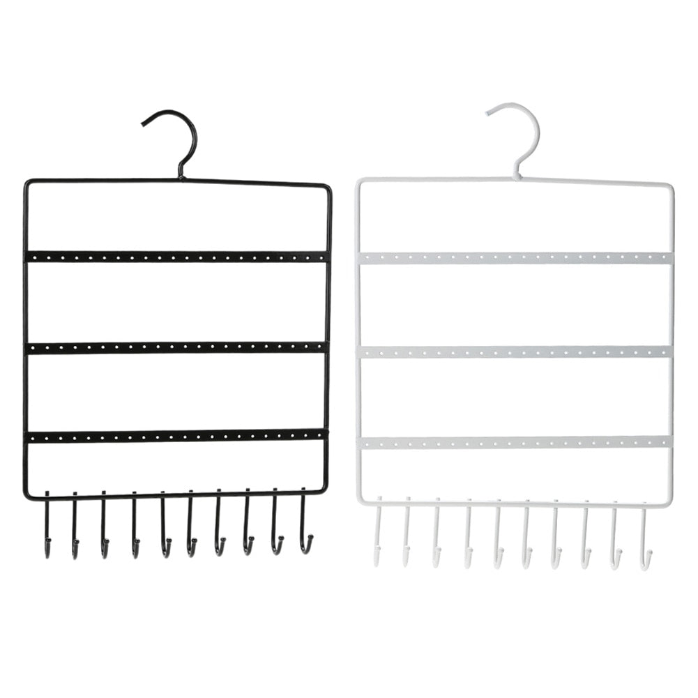 Earring and necklace Organizer with 66 Holes and 10 Hooks