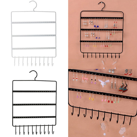Image of Earring and necklace Organizer with 66 Holes and 10 Hooks