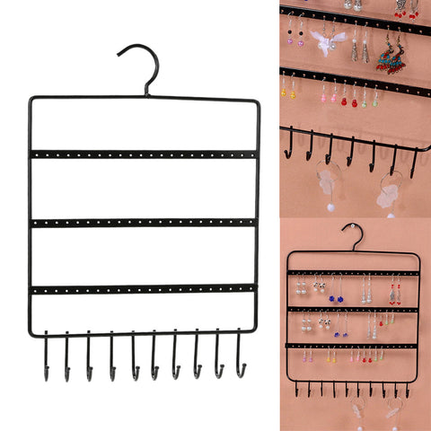 Image of Earring and necklace Organizer with 66 Holes and 10 Hooks