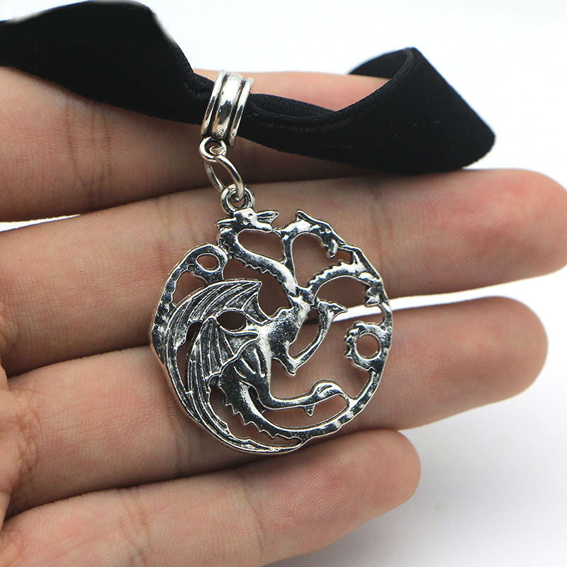 M211 Dongmanli Classic Vintage Ice And Fire Game Of Thrones Daenerys Targaryen Dragon Necklace Badge Link Chain Necklace