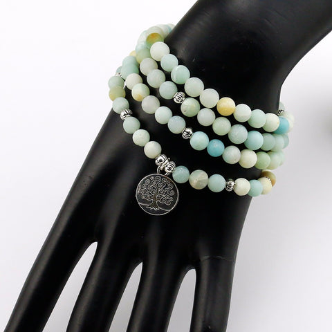 Image of Amazonite 6mm Frosted Bracelet Prayer Beads Tree of Life bracelet