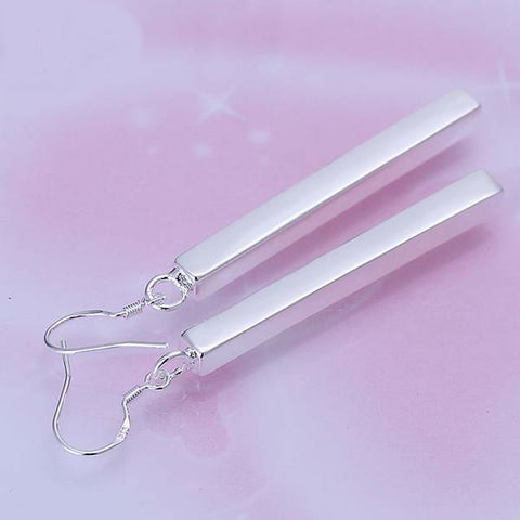 Image of Free Shipping!!Wholesale Silver Plated Earring,Wedding Jewelry Accessories,Fashion Straight Line Long Earrings For Women