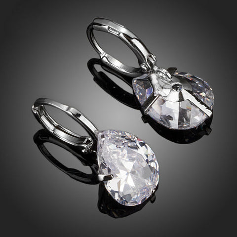 Image of Pear Cut Clear Cubic Zirconia Water Drop Earrings