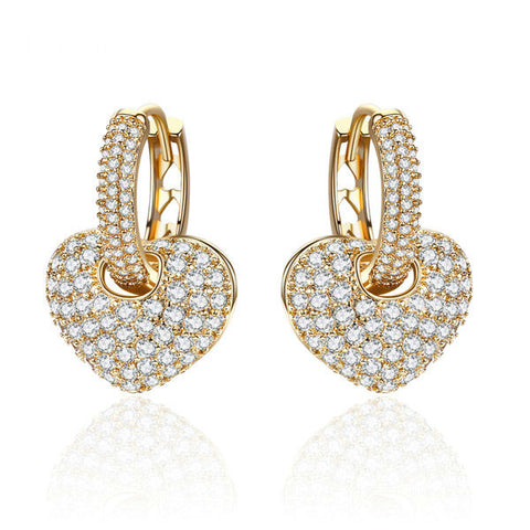 Image of Heart Shape Drop Earrings in 3 Colors with 2 earring looks in one