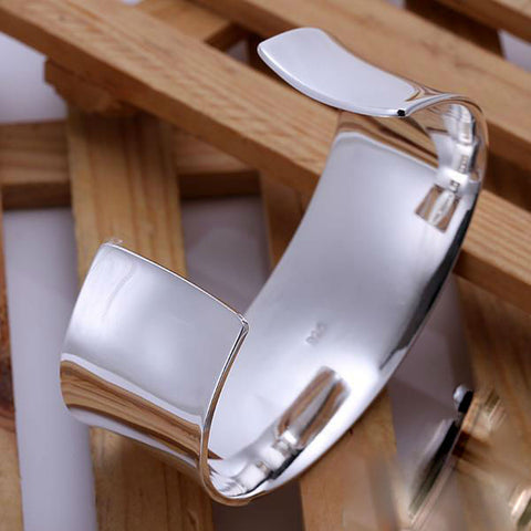 Image of 925 Silver Big Size Cuff Bracelets 28mm(w) Bangles Free Shipping