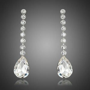 Dangling Elegant Clear Stellux Austrian Crystal Water Drop Earrings Wedding New Years Eve
