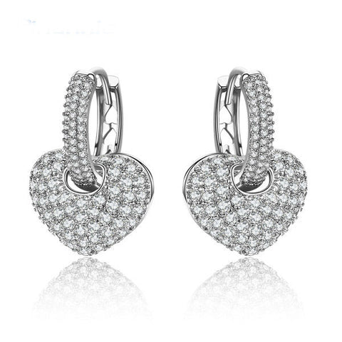 Image of Heart Shape Drop Earrings in 3 Colors with 2 earring looks in one