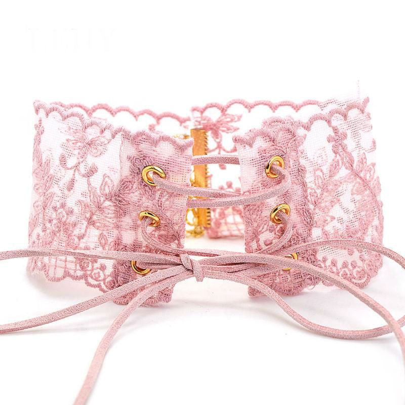 Lace Flower Handmade Lace Up Choker Necklaces
