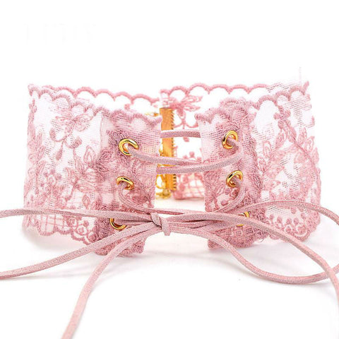 Image of Lace Flower Handmade Lace Up Choker Necklaces