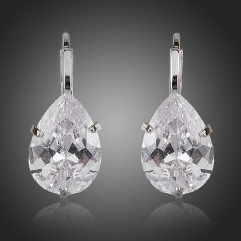 Image of Pear Cut Clear Cubic Zirconia Water Drop Earrings