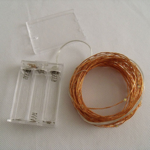 Image of Copper LED wire String Lites AA Battery Operated 33FT 10M 100 led Decorations LED Copper Wire String Fairy Lights Lamps
