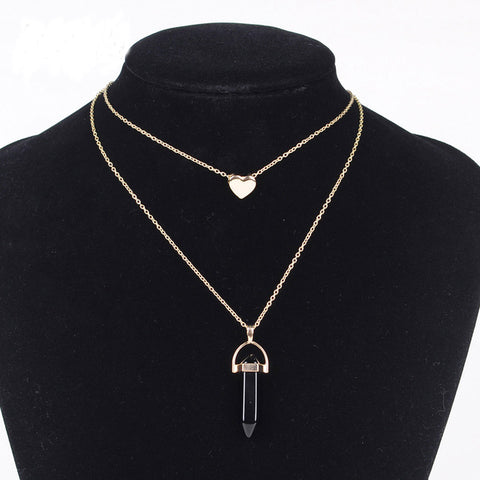 Image of Free Natural Stone Necklace heart gold pendant jewelry (Just Pay Shipping)