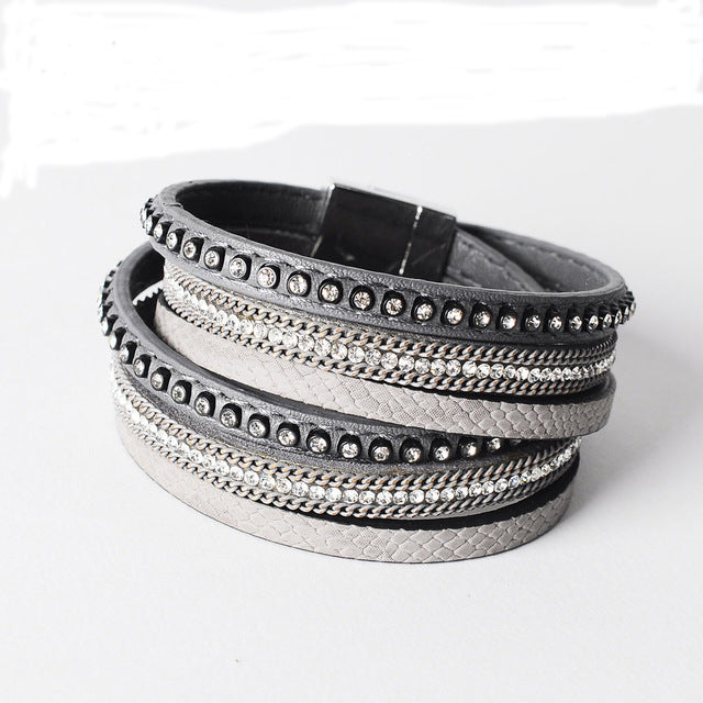 Free Leather & Rhinestone bangle bracelet - (Just pay for Shipping)