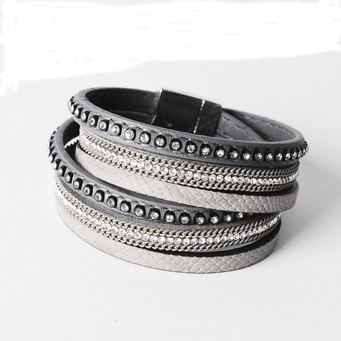 Image of Free Leather & Rhinestone bangle bracelet - (Just pay for Shipping)