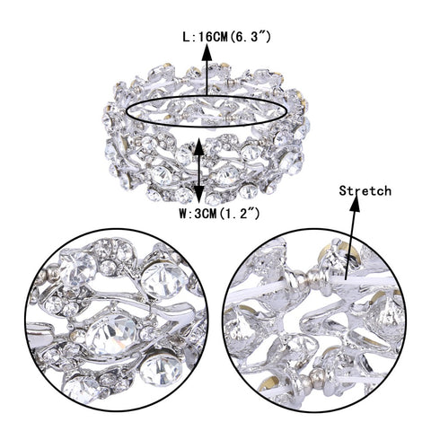 Image of Silver Plated Multi-Leaf Clear Austrian Crystal Bracelet