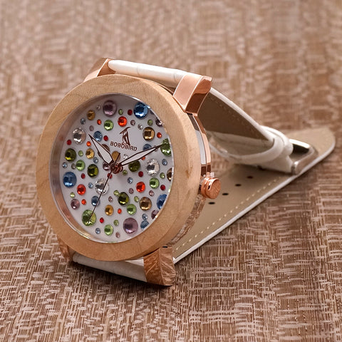 Image of Crystal Bird watch Maple face